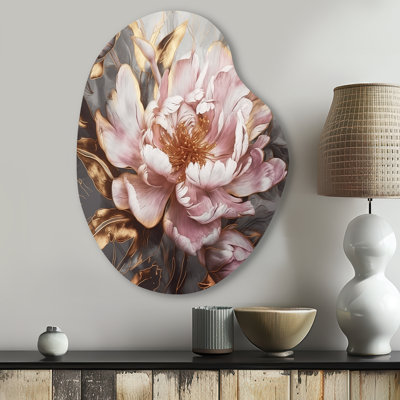 Wadebridge - Asymmetrical Peonies Metal Wall Decor, Unique Shape Metal Wall Sculpture Print