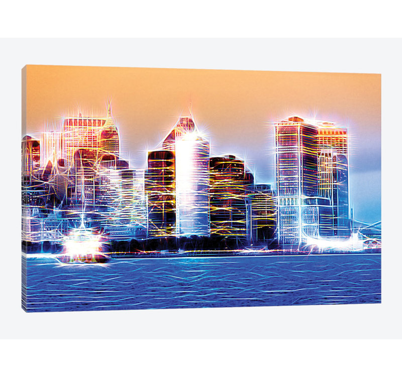 «Blue Night» sur toile, H 12 po x l 18 po x P 1,5 po, Pas de tapis, Toile tendue