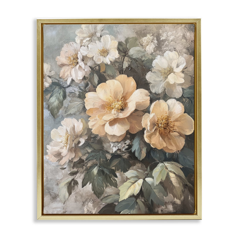  Soft Floral Arrangement Floater Canvas Wall Art by Petal Prints Design, H 21 po x l 17 po, Cadre flottant métallique doré