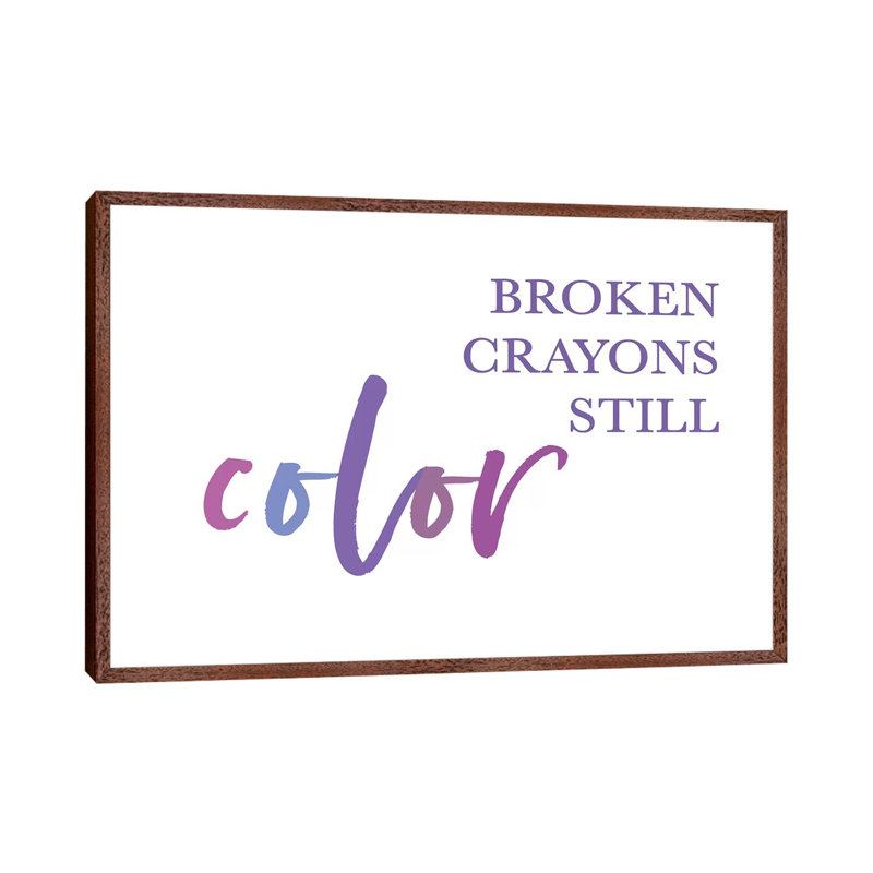 Broken Crayons II by Leah Straatsma - Print on Canvas, 45.72cm H x 66.04cm W x 3.81cm D, Classic Brown Wood Floater Framed