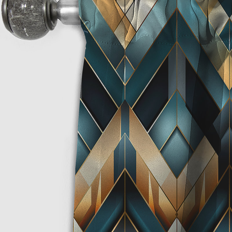 Motif à chevrons glamour bleu et doré - Rideau à chevrons - Rideau occultant - 1 panneaux, L 52 po x L 90 po