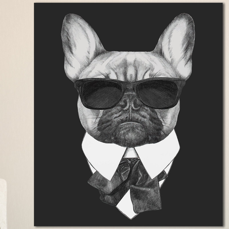 « french bouledogue mode portrait », impression sur toile tendue, H 32 po x l 16 po x P 1 po, Toile tendue