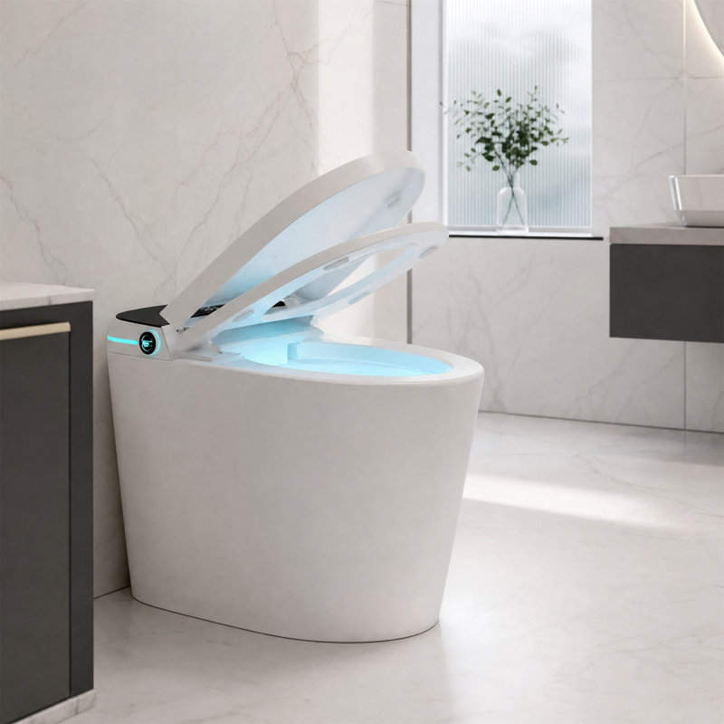 Rear Outlet Smart Toilet, Auto Open/Close, Foot Sensor, Siphonic Jet Flush