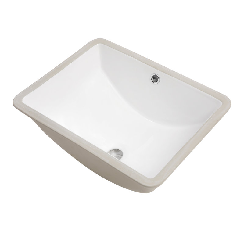 Lavabo de salle de bain rectangulaire profond en céramique blanche avec trop-plein