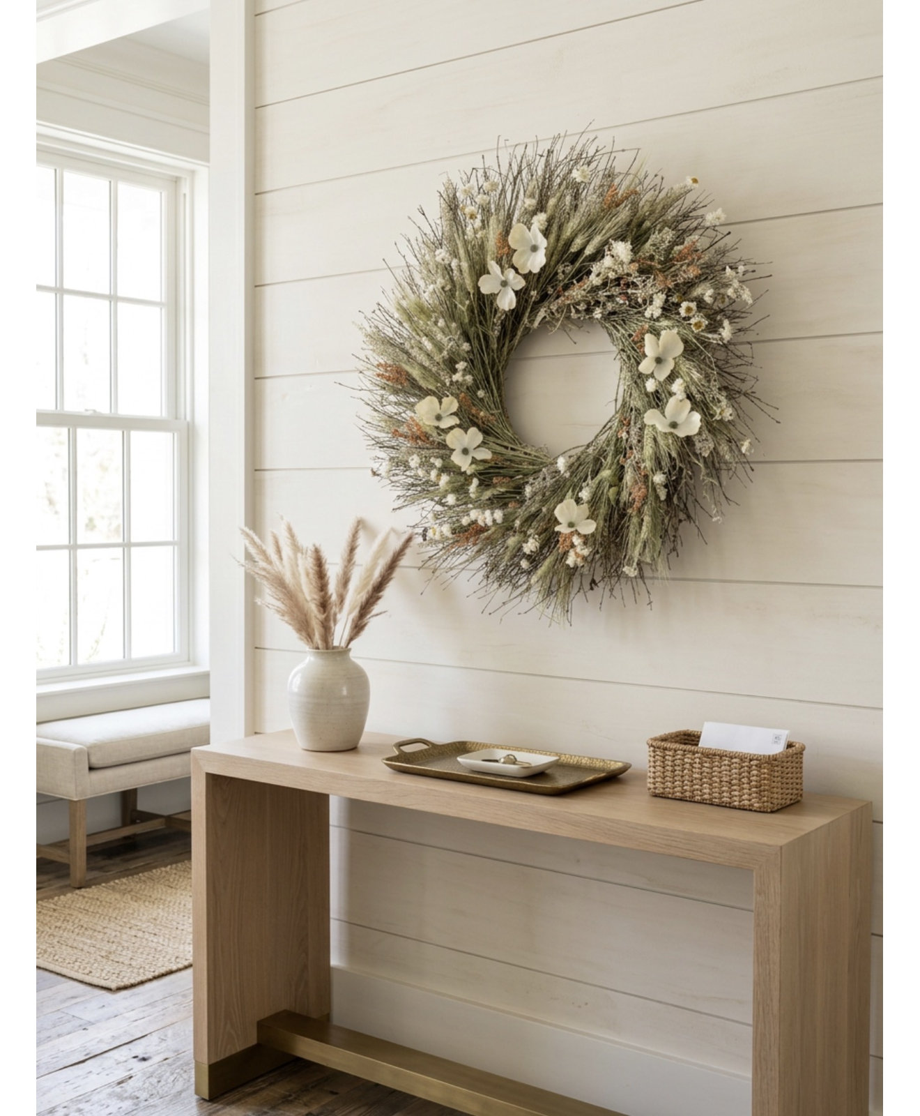 Handcrafted Dogwood Wreath, 22" H x 22" W x 5" D