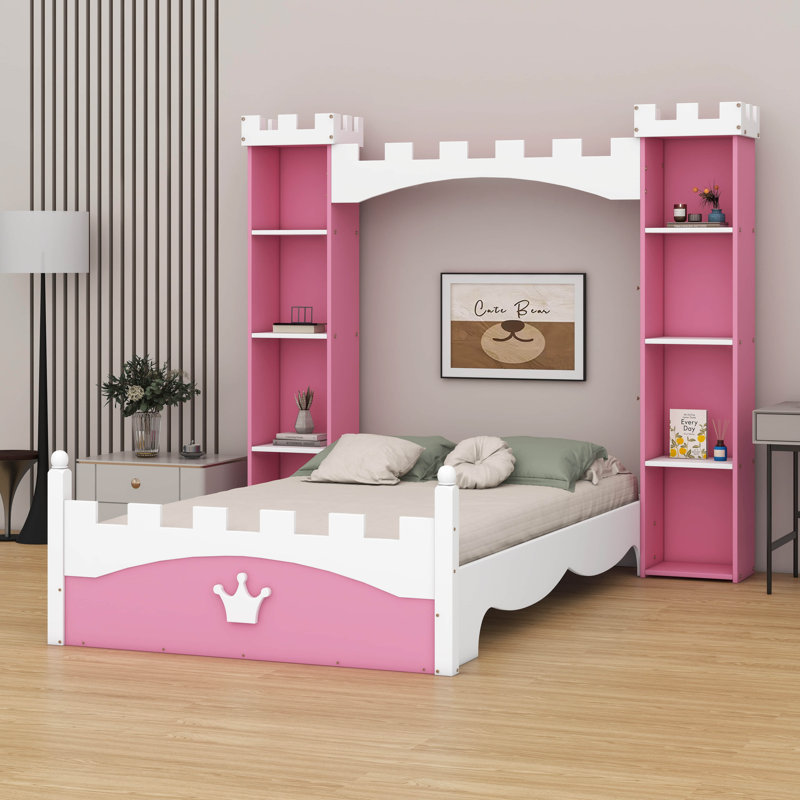 Dreamy Twin Size Wooden Platform Bed – Storage Shelf Included | Fits Toddlers, Kids (Boys/Girls) & Adults (Ideal For Kids’ Bedroom)