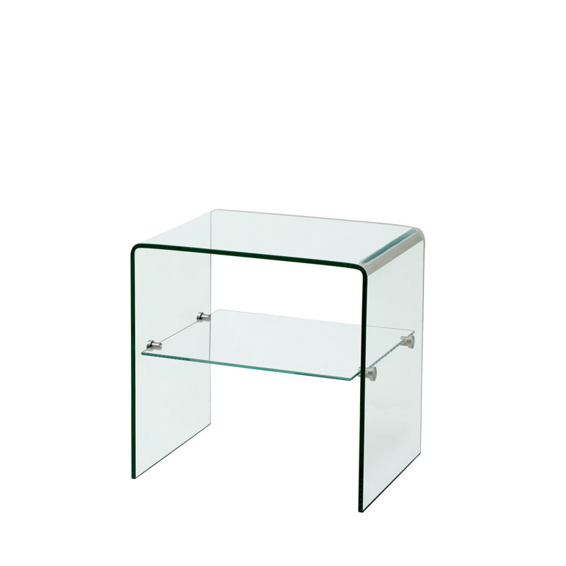 Table de bout en verre trempé avec tablette Waterfall, Oui