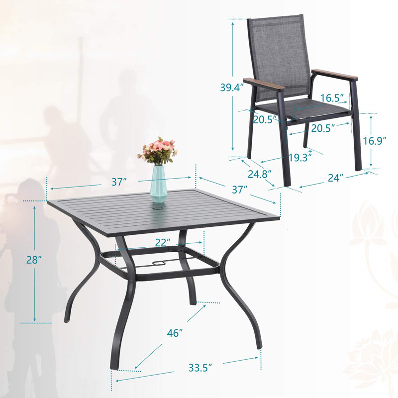 Alyah Square 4 - Person 203.2Cm L Outdoor Table Set, Beige, Yes