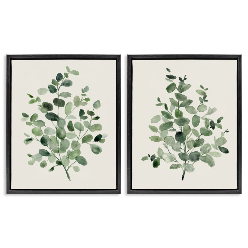 Ensemble de 2 toiles flottantes encadrées Minimal, Cadre flottant noir de jais, H 21 po x l 17 po
