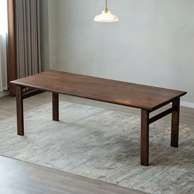 Retro Nut-Brown Rectangular Solid Wood Dining Table