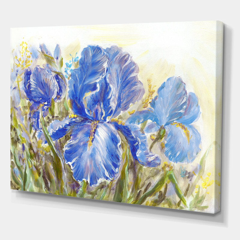 Iris Blossoming Flowers - peinture sur toile, H 16 po x l 32 po x p 1 po, Toile tendue