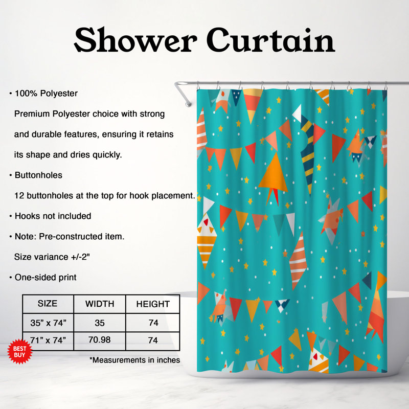 Party Cheer - Rideau de douche Premium, H 74 po x l 71 po