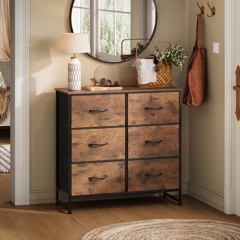  Ojaswi 6-Drawer Dresser for Bedroom, Modern Dresser with Wood Top, Chest of Drawerrs with Sturdy Metal Frame For Closets, Living Room 