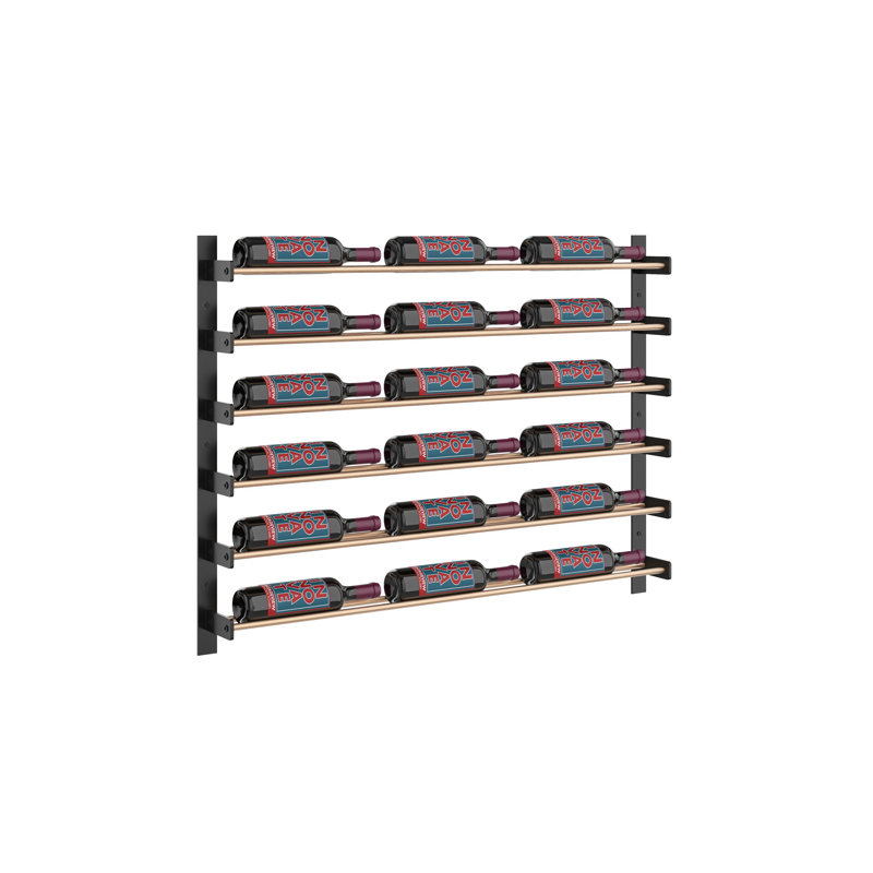 Thedford 18 Bottle Wall Mounted Wine Bottle Rack, Matte Black/Golden Bronze