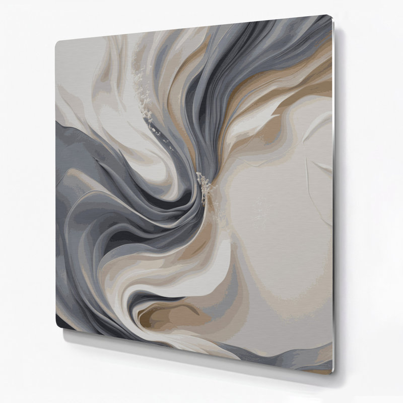 Art mural abstrait en métal gris 86, H 12 po x l 12 po