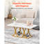 Table basse rectangulaire à deux niveaux avec pattes géométriques, style moderne effet marbre, structure métallique robuste et minimaliste, idéale pour le salon ou le bureau. Montage facile. Couleur : blanc.-1446150024