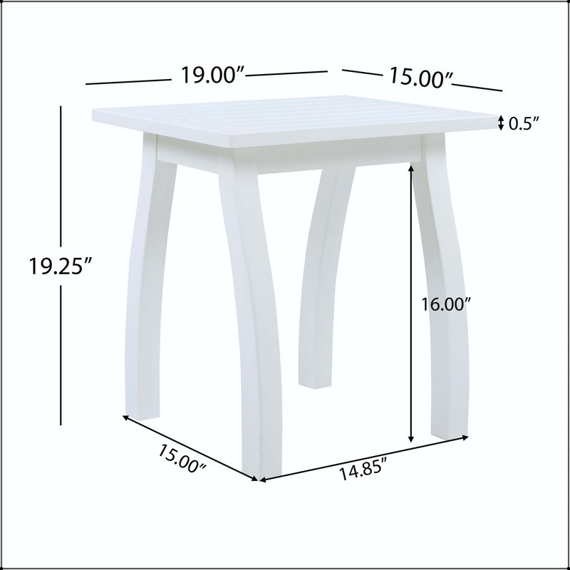 Selma Acacia Wood Accent Side Table - White PU, Weather-Resistant
