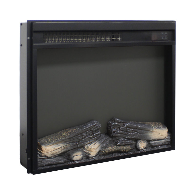Foyer électrique de 23 pouces avec insert de bûche réaliste, télécommande, minuterie, protection contre la surchauffe, double appareil, 1400 W, chaleur, 5000 s par heure, 11 réglages de température, 50000 heures, source DEL, 4 réglables
