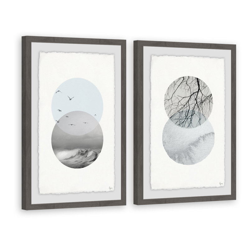 Angiolo «Waves and Branches Diptych» par Eyre Tarney, ensemble de 2 impressions encadrées, H 36 po x l 24 po x P 1,5 po
