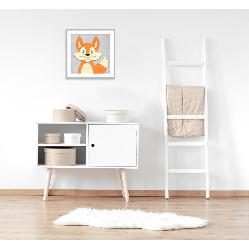 Cheery Fox Paper Print, 26.5" H x 26.5" W x 1.18" D, Silver Box Framed