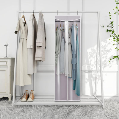 Garment Bags For Hanging Clothes Storage, Long Garment Cover With Zippered Clear Window For Closet Wardrobe Clothes Rack Organizer, Hanging Garment Bags For Dresses, Suits, 2 Pack, Gray