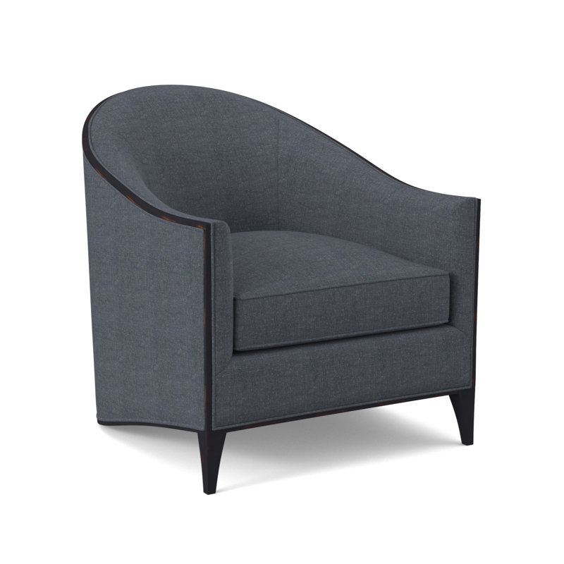Atelier Sunbrella® Barrel Chair, Filigree Ivory 100% Polyester, Vintage Ebony