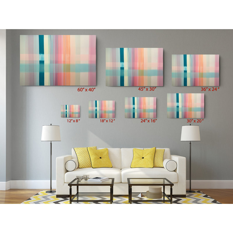 Vivid Lines Abstract Canvas Prints With Pastel Tone Background, Contemporary Wall Art Canvas Print, 40" H x 60" W