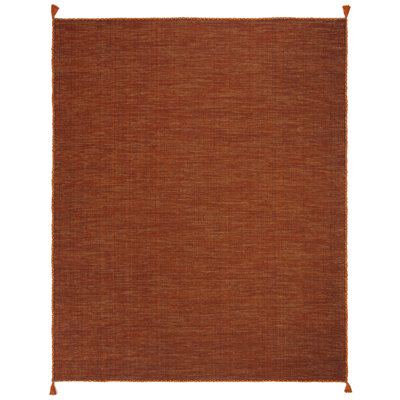 Amaral Handwoven Flatweave Cotton Orange/Black Area Rug