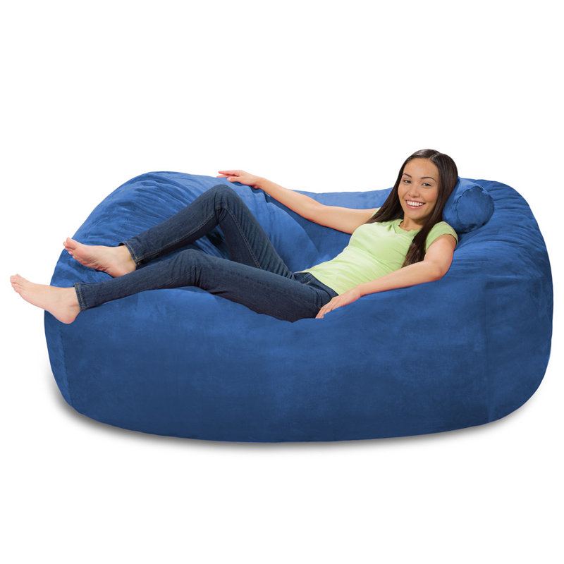 Bean Bag Chair Lounger - Large 6-Foot Shredded Memory Foam Bean Bag Chair - Removable, Machine Washable Microfiber Cover - Cozy 2-Person Breton Brand Sofa Lounger for Reading, Relaxing, and Gaming, in Multiple Colors and Fabrics