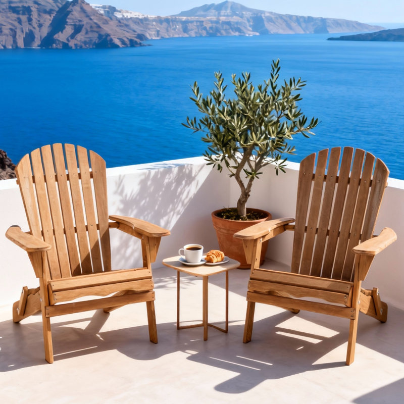 Ensemble de 2 chaises d'extérieur pliables en bois massif avec dossier et siège pré-assemblés pour terrasse