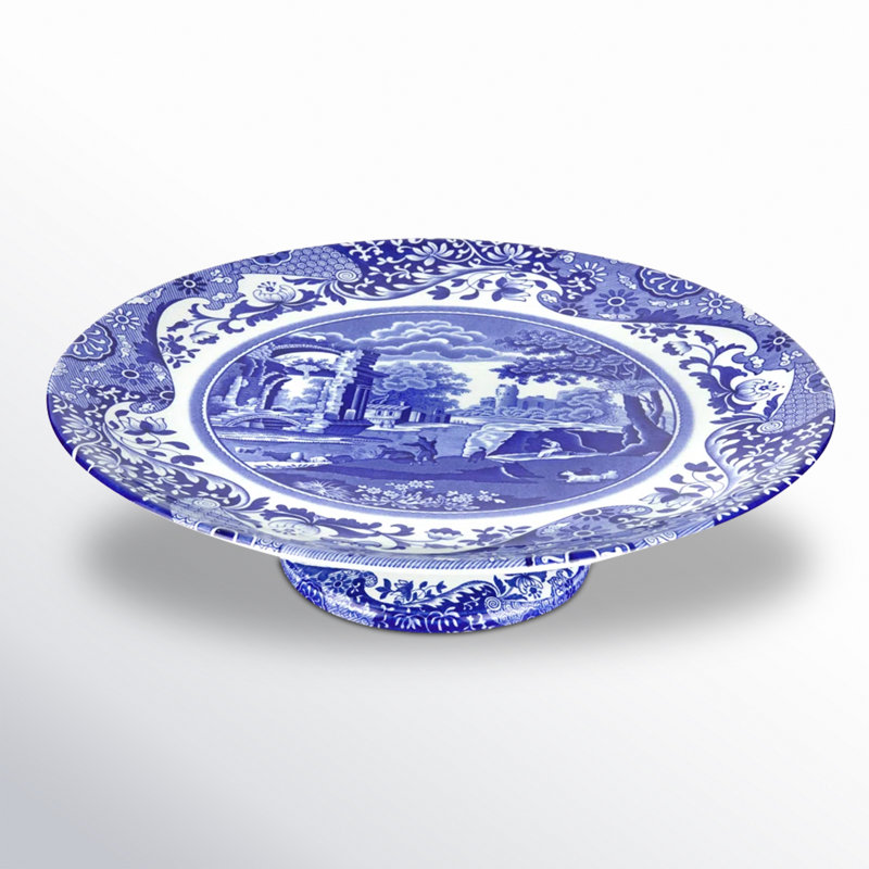 Spode Blue Italian Footed Cake Plate