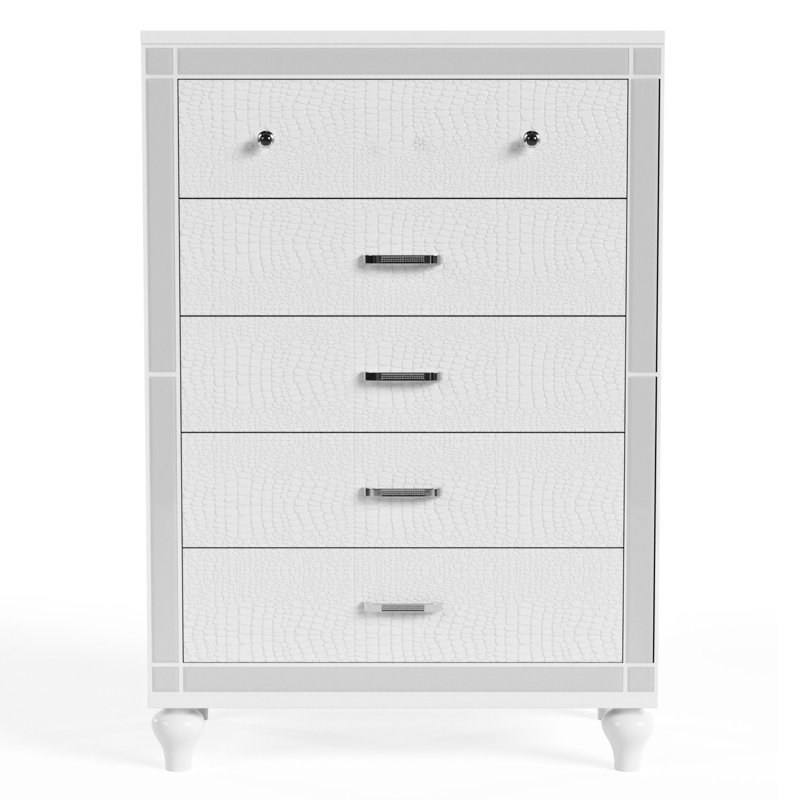 Commode 5 tiroirs Meghean, White
