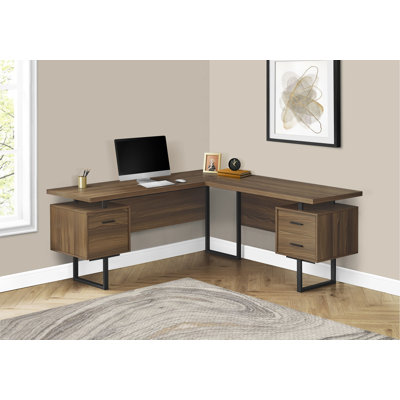 Bureau d'ordinateur, bureau personnel, coin, tiroirs de rangement, L 70 po, forme en L, travail, ordinateur portable, métal