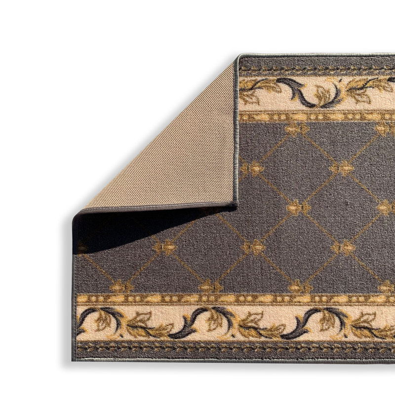 Tapis gris touffeté à motif géométrique Mayville, Tapis de couloir 2 pi 2 po x 18 pi