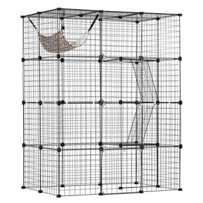 Grande cage à chat à 4 niveaux 41 x 28 x 55 po en métal avec hamac