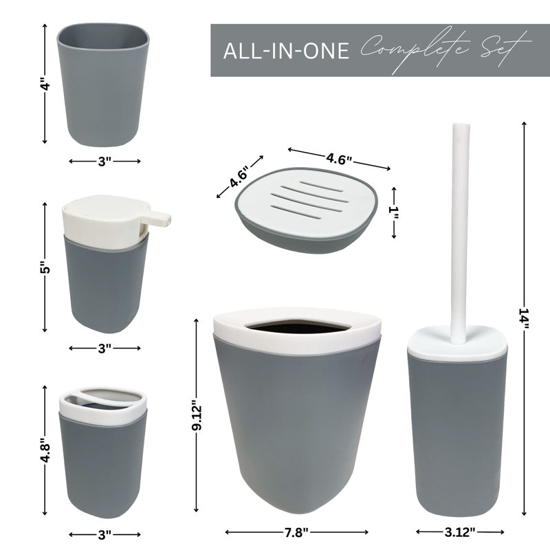 Clint Bathroom Accessory Set, Gray