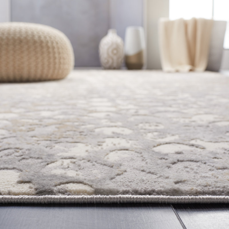 Esterley Abstract Area Rug in Ivory/Gray, Rectangle 9' x 12'