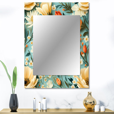 Beige Popart Funky Floral Serenade - Floral Mirror Wall Decor