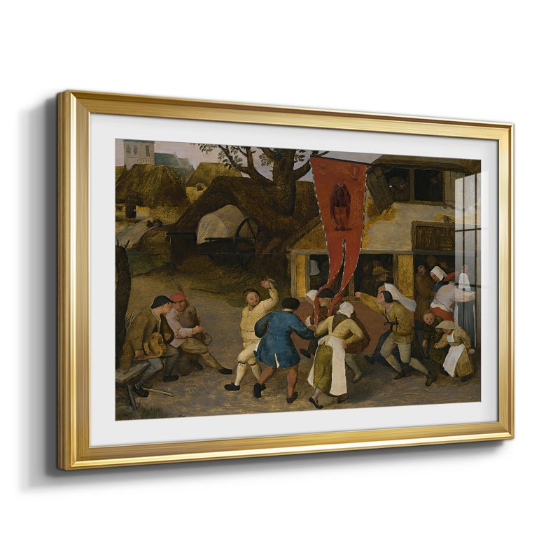 La danse paysanne (détail: fond de taverne) - Pierre Bruegel l'Ancien - reproduction encadrée avec passe-partout et verre - c. 1569