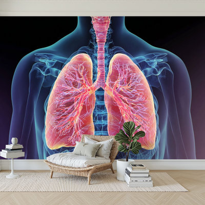 Murale auto-adhésive moderne pour système respiratoire, système respiratoire, système respiratoire, l 96 po x H 69 po