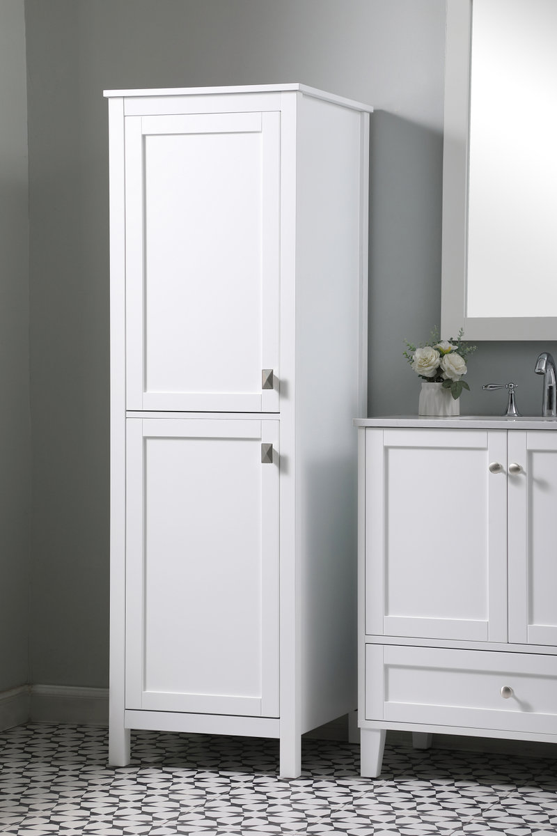 Destinymarie Linen Cabinet, White/Brushed Nickel, 65"H x 20"W x 22"D