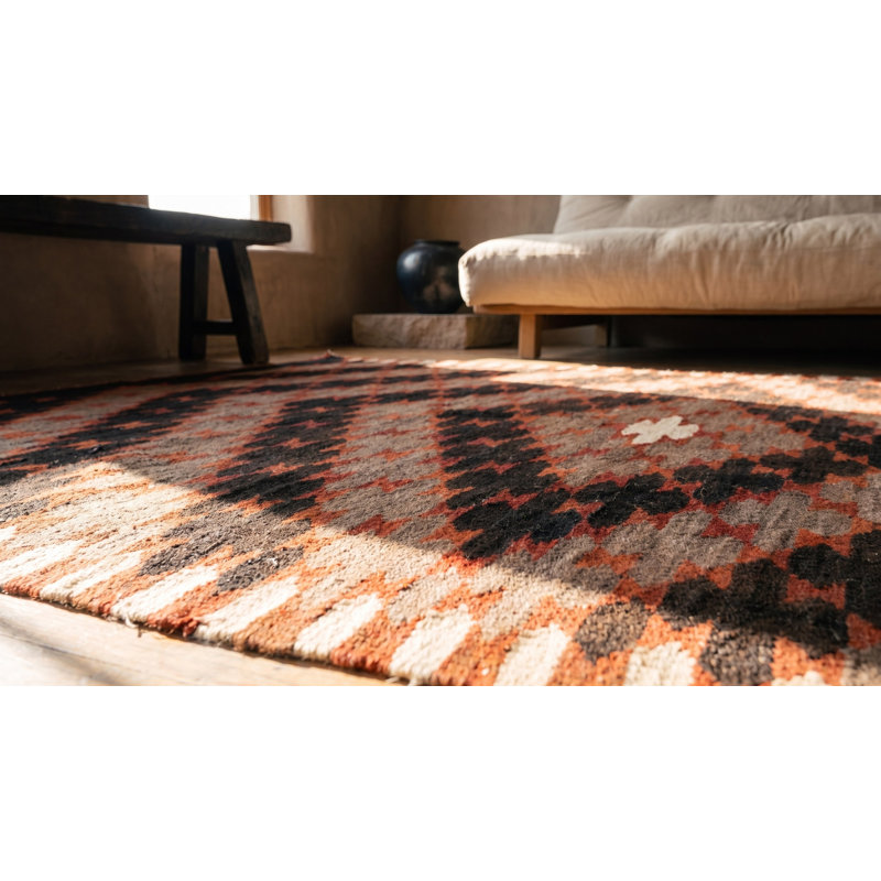 Exciting Tribal Geometric Antique Native American Flatweave Navajo Rio Grande Rug