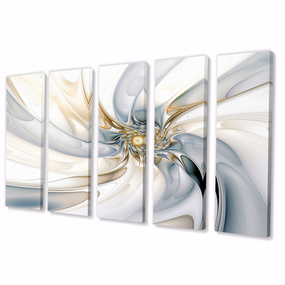 Fractal Flower Tender White Sensitivity IV " Fractal Flower Tender White Sensitivity IV " 5 - Pieces Design Art