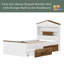 Lit simple en bois en forme de maison avec tablette de rangement sur la tête de lit, deux tiroirs de rangement intégrés-346361012