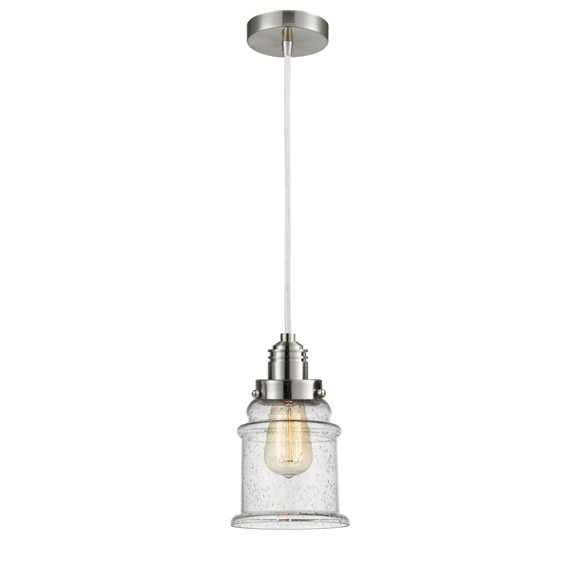 Cecil 1 - Light Single Pendant, Satin Nickel/White