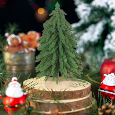 Small Christmas Tree Mini Christmas Tree Mini Pines Tree Bottle Brush Fake Tree With Wooden Base For Tabletop Decoration