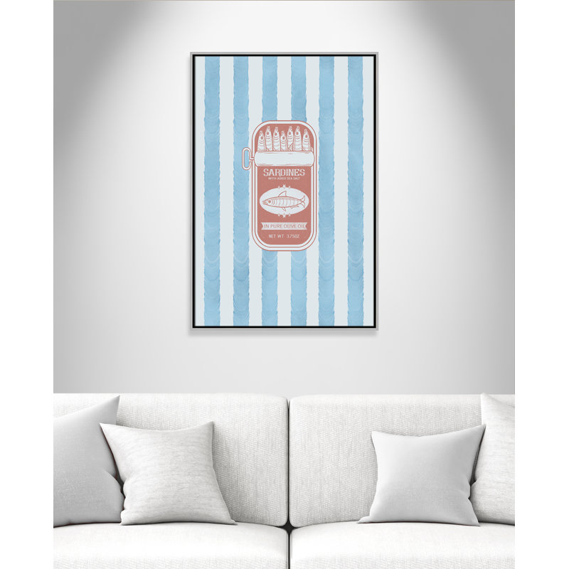 «Salty Sardines Print» par Marcus Prime, L 25,5 po x H 37,5 po, Flottant argenté