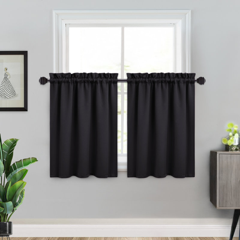 Kitchen Curtain, 66cm W x 76cm L, Black