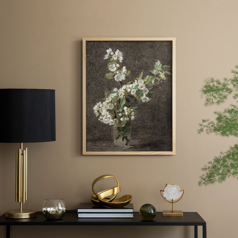 «Vintage Floral Print», impression encadrée CCL XXXVII - bois massif, H 30 po x l 24 po, Naturel