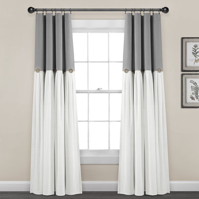 Linen Button Cotton Blend Blackout Curtain